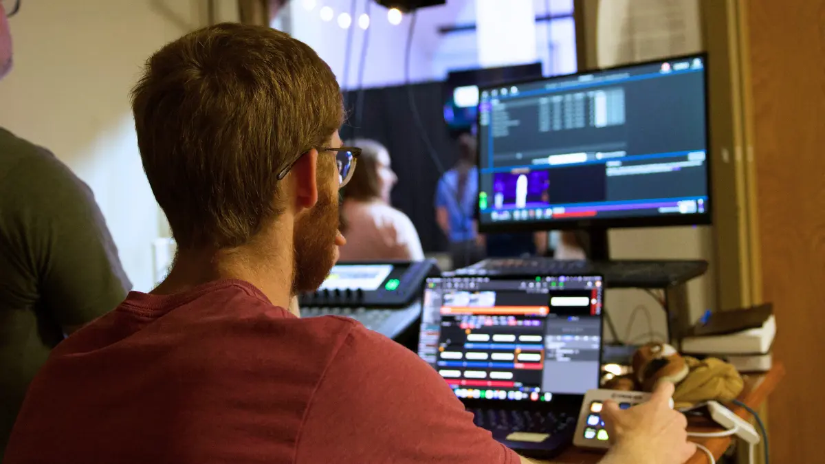 Josh running production at the Immanuel Baptist Church Richmond Campus