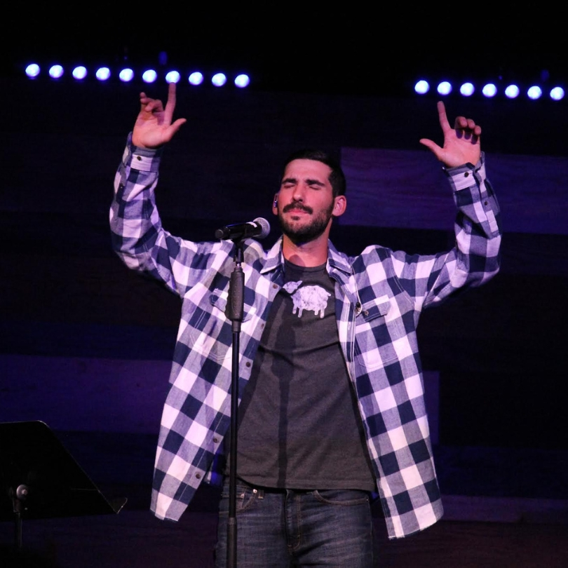 Immanuel Baptist Church worship leader wearing sheep shirt