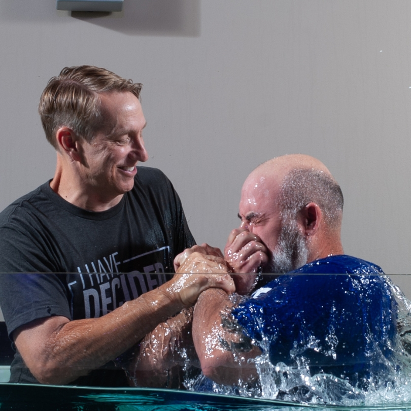 Man being baptized