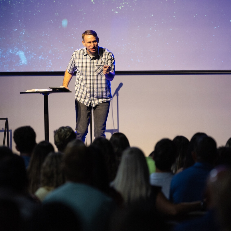 Pastor Allen Bonnell Preaching to a congregation