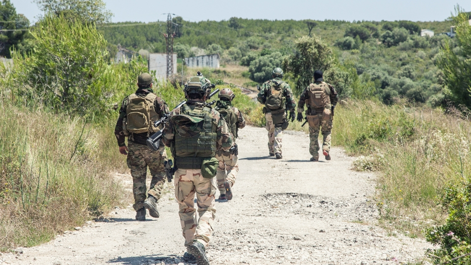 soldiers patrolling together